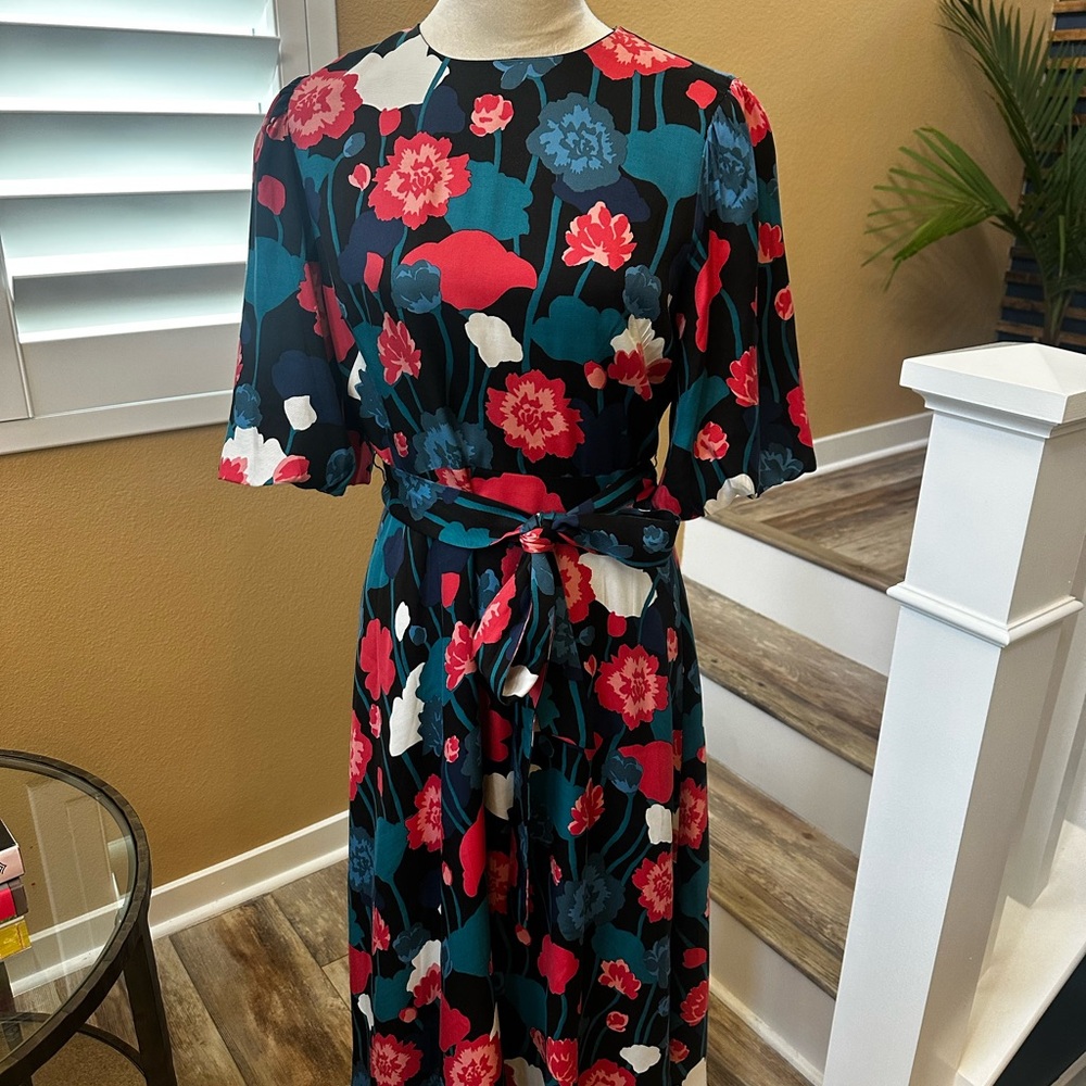 Kate Spade Red Midi Dress with Flutter Sleeves